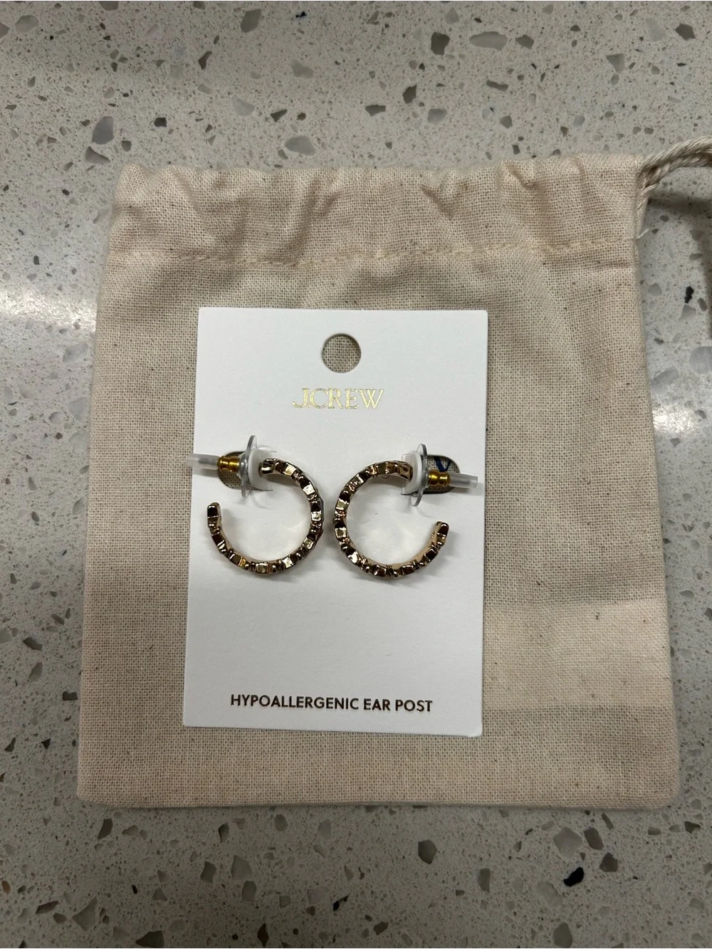 J.Crew Red White and Blue Star Hoop Earrings - Gold